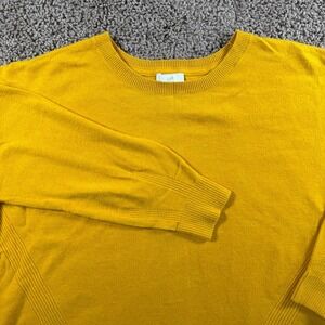 J Jill Sweater XL‎ Petite Crew Neck Pullover preppy cozy casual office yellow